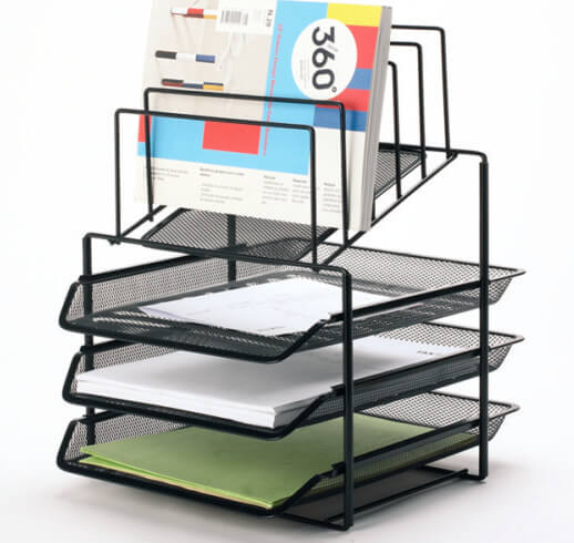Mesh Desk Office Supplies Mail Organizer 5 Tiered 3 Tray Wire File Holder